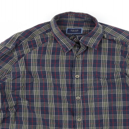 Mens UK Size M IZOD Blue  Button-Up Long Sleeve Casual Shirt