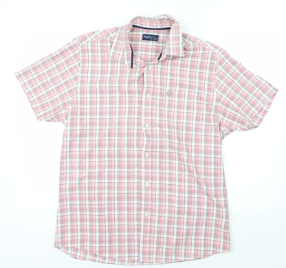 Mens UK Size M Easy Pink  Button-Up Short Sleeve Casual Shirt