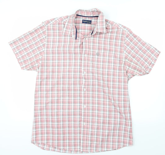 Mens UK Size M Easy Pink  Button-Up Short Sleeve Casual Shirt