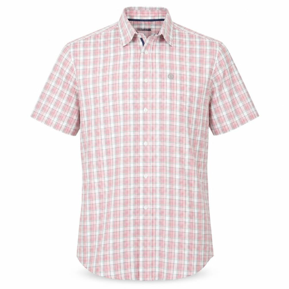 Mens UK Size M Easy Pink  Button-Up Short Sleeve Casual Shirt