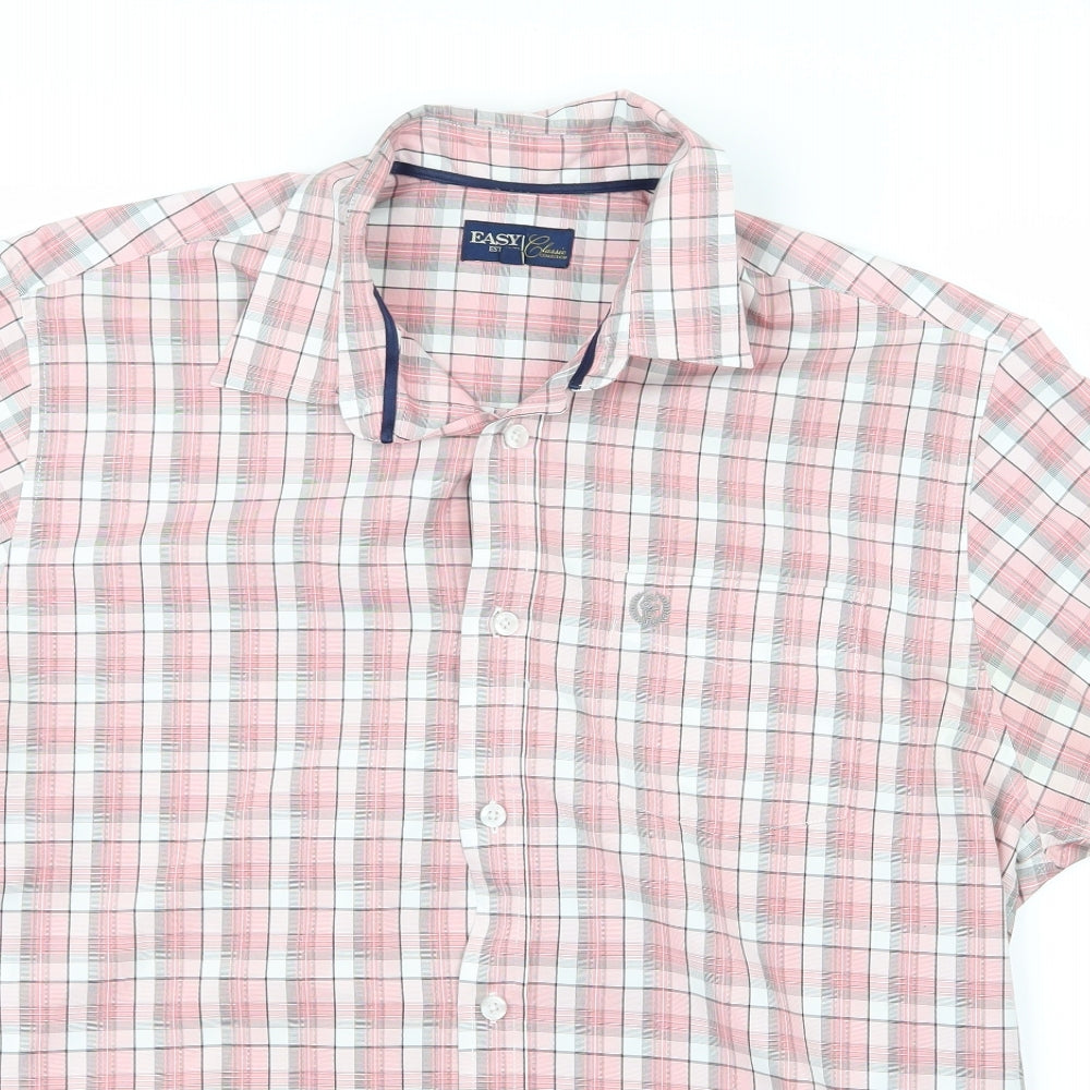 Mens UK Size M Easy Pink  Button-Up Short Sleeve Casual Shirt