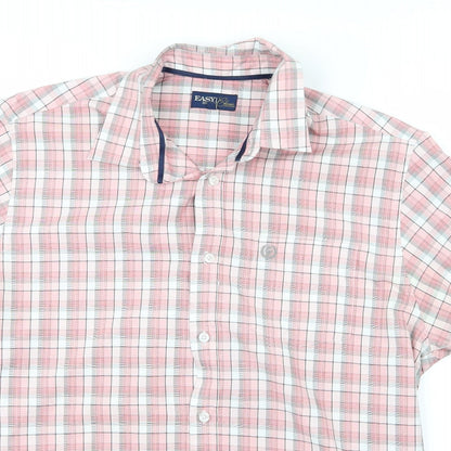 Mens UK Size M Easy Pink  Button-Up Short Sleeve Casual Shirt