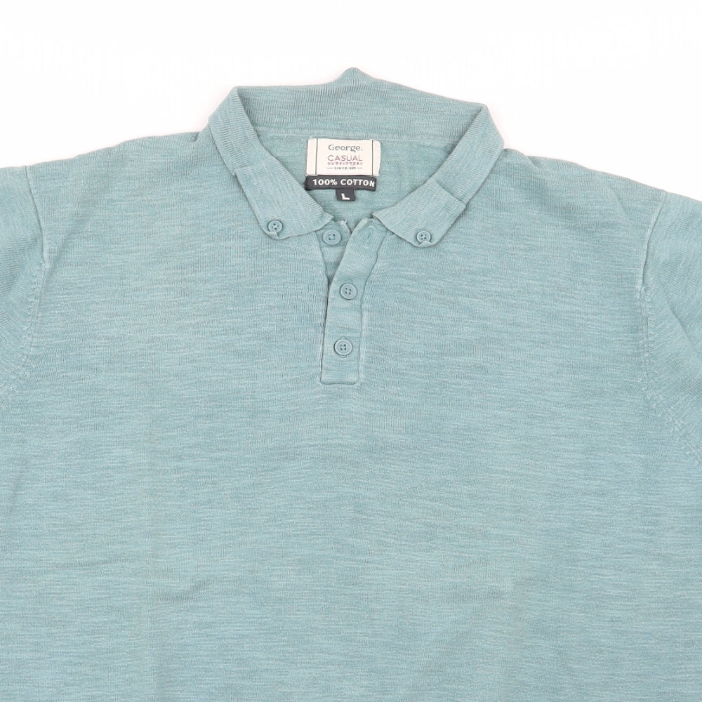 George Mens Green  Knit  Polo Size L