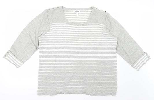 Afibel Womens Grey Striped Knit Pullover Jumper Size 24