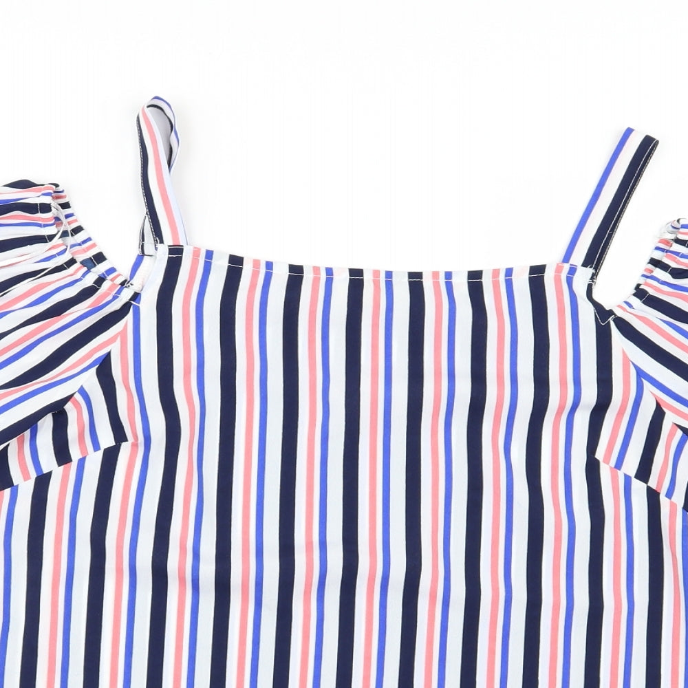 Womens UK Size 10 Papaya Blue Basic Blouse