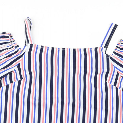 Womens UK Size 10 Papaya Blue Basic Blouse