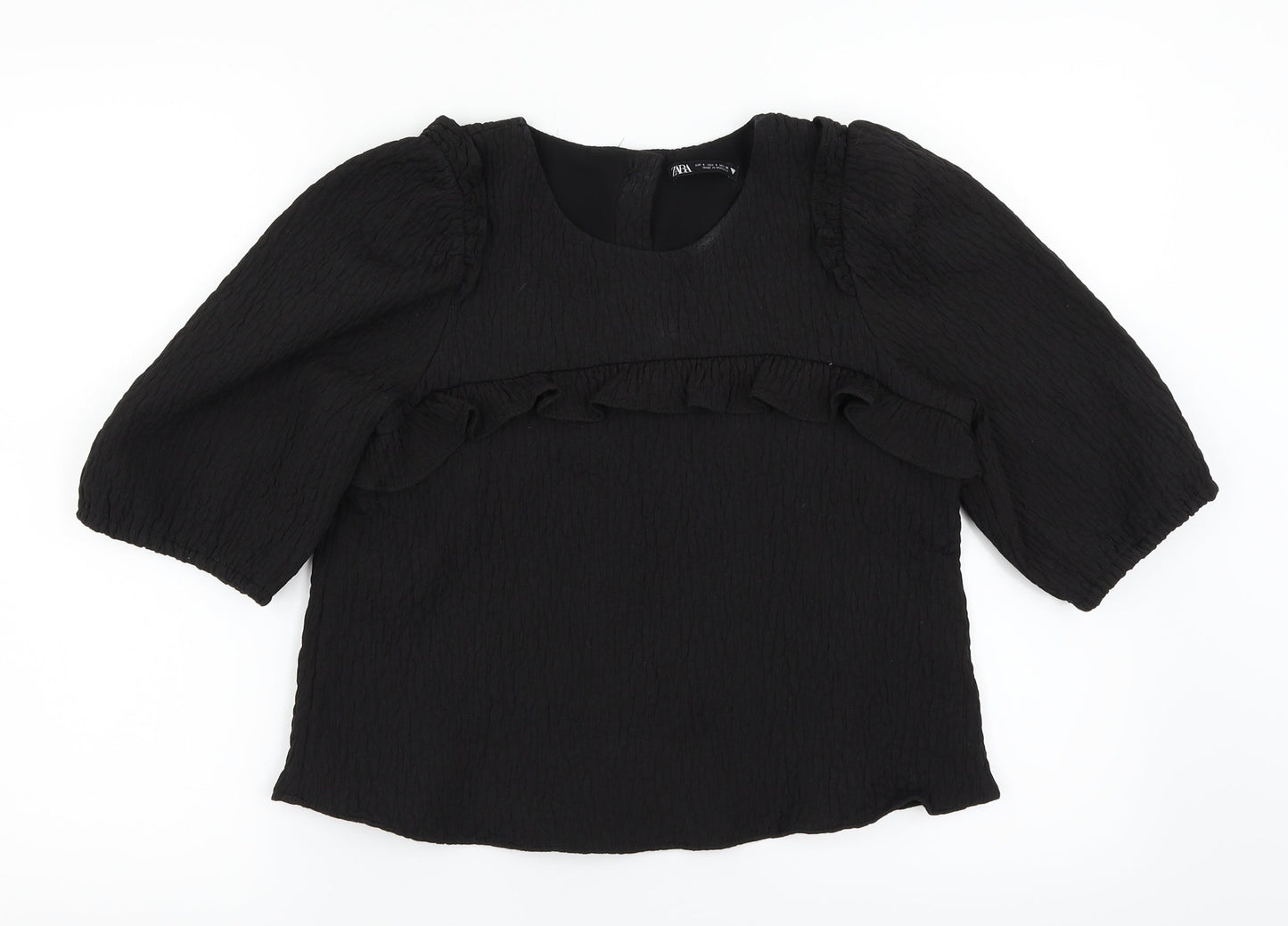 Womens UK Size S Zara Black Basic Blouse