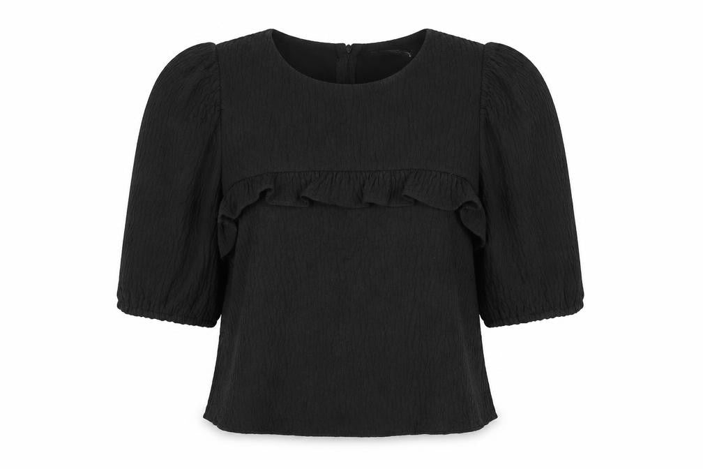 Womens UK Size S Zara Black Basic Blouse