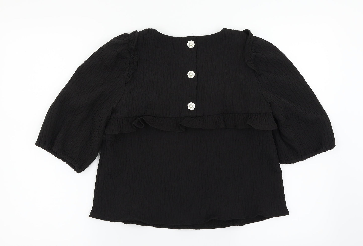 Womens UK Size S Zara Black Basic Blouse
