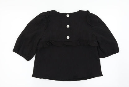 Womens UK Size S Zara Black Basic Blouse