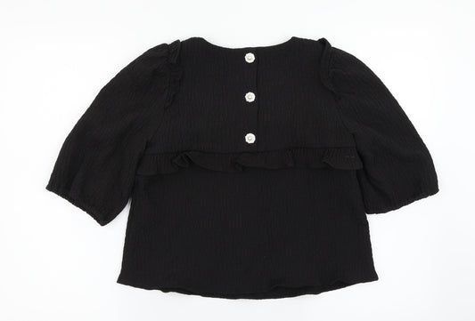 Womens UK Size S Zara Black Basic Blouse