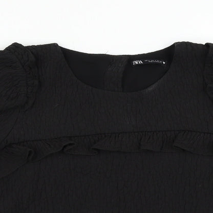Womens UK Size S Zara Black Basic Blouse