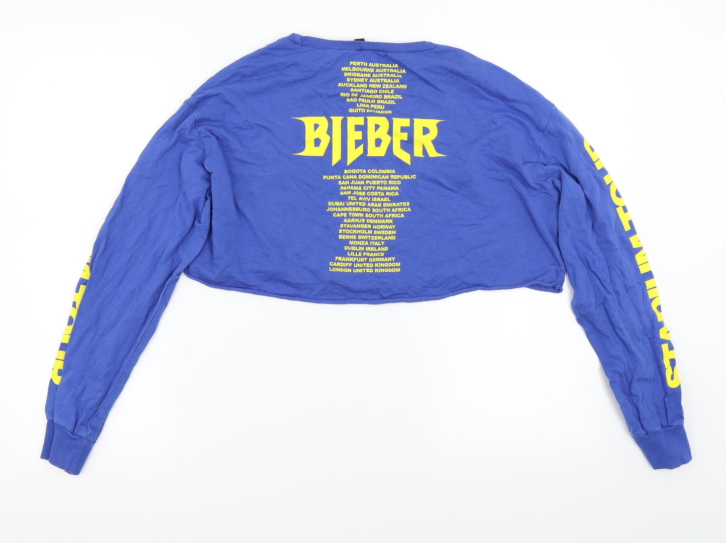 H&M Womens Blue   Pullover Jumper Size S  - Justin Beiber Tour