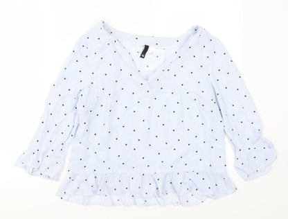 H&M Womens Blue Striped  Basic Blouse Size 10  - Love Hearts