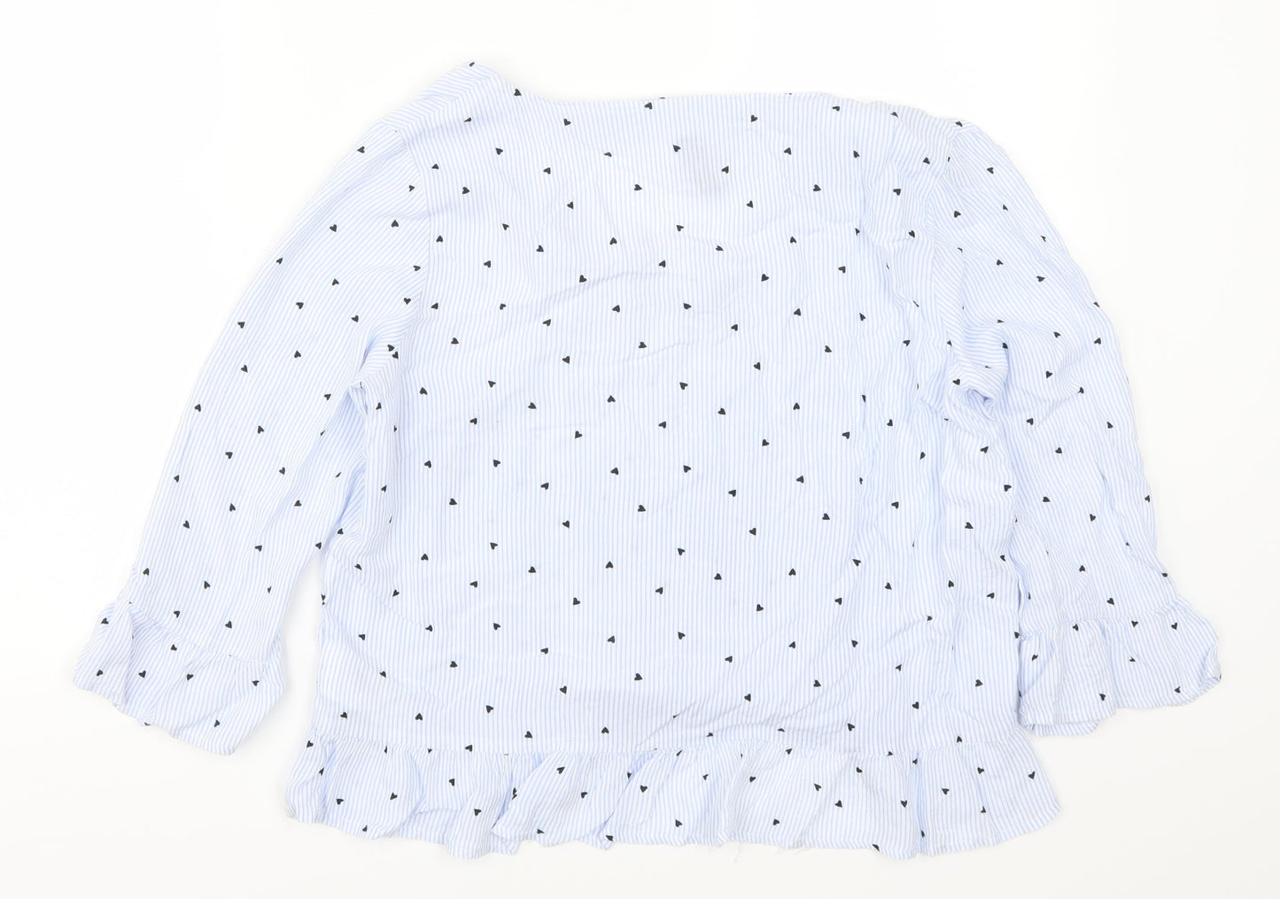 H&M Womens Blue Striped  Basic Blouse Size 10  - Love Hearts