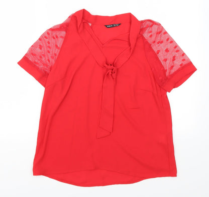 SheIn Womens Red Polka Dot  Basic Blouse Size S