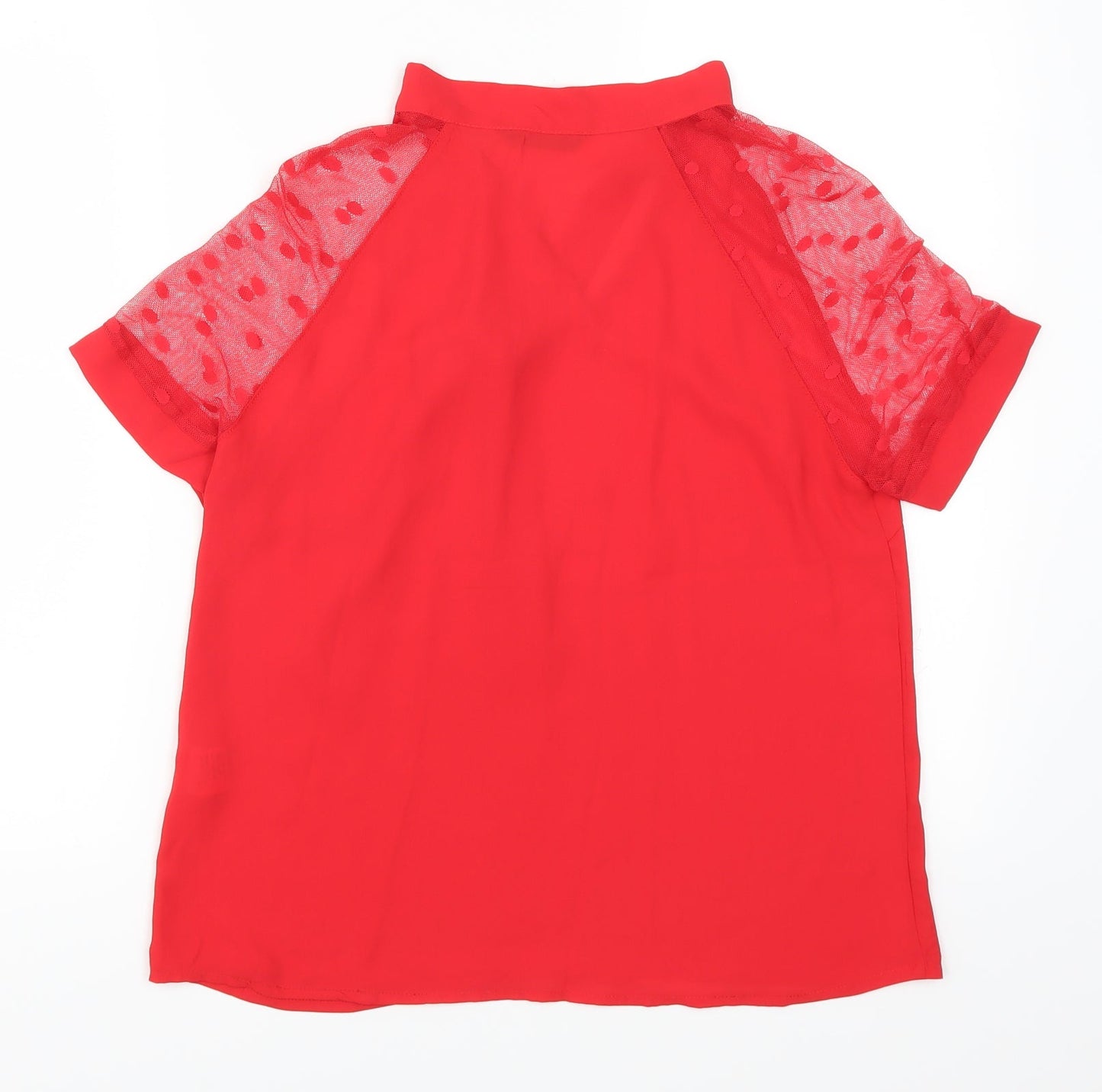 SheIn Womens Red Polka Dot  Basic Blouse Size S