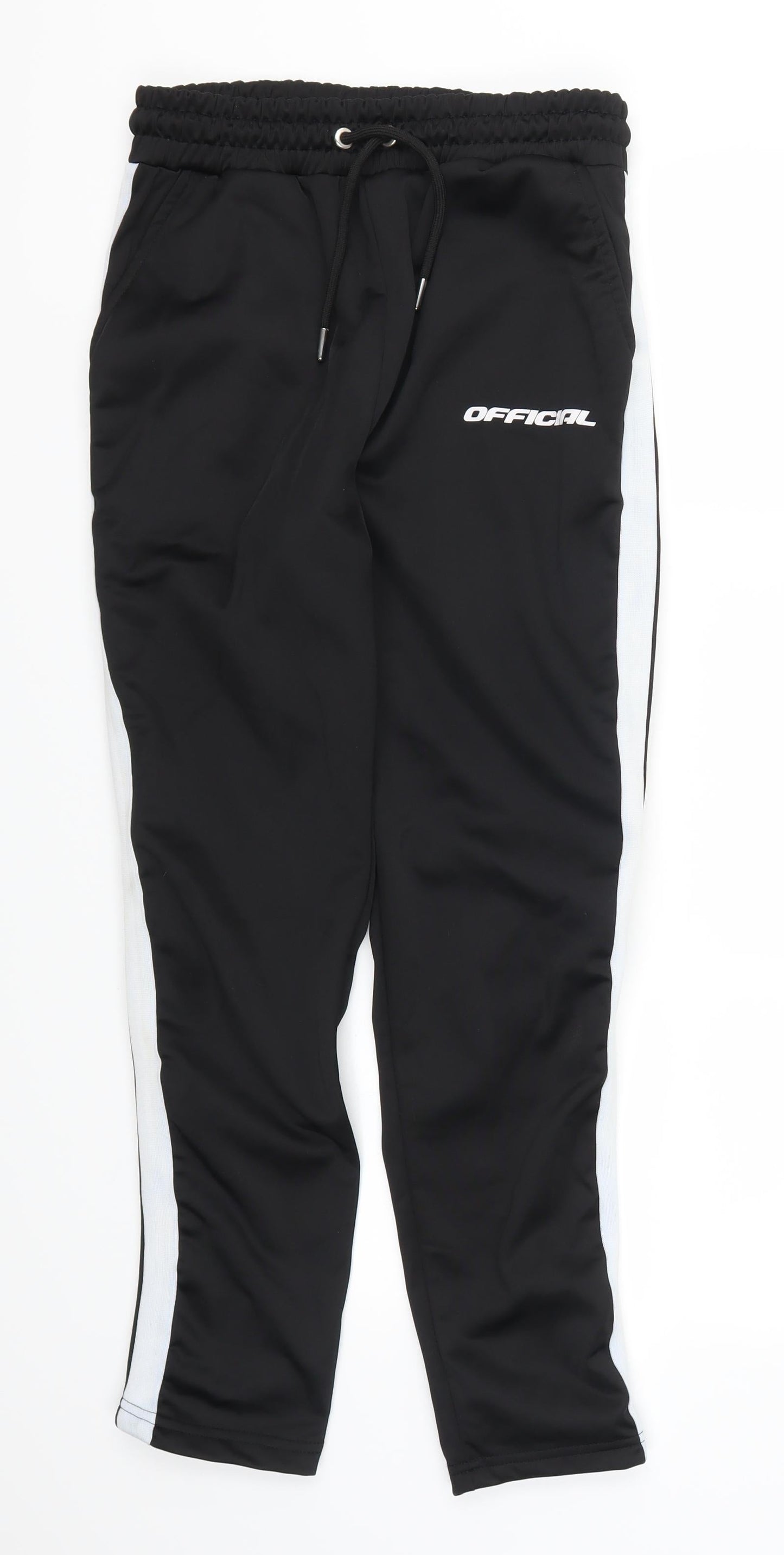 Womens UK Size S Boohoo Regular Fit Sweatpants Black Trousers
