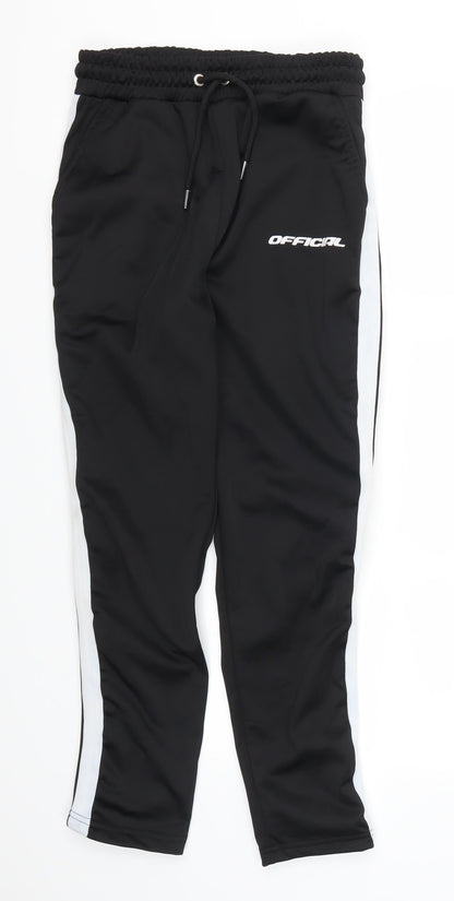 Womens UK Size S Boohoo Regular Fit Sweatpants Black Trousers