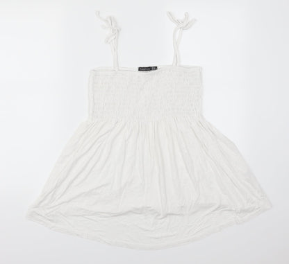 Womens UK Size 12 Boohoo White Basic Tank