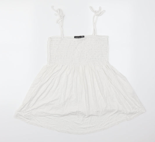 Womens UK Size 12 Boohoo White Basic Tank