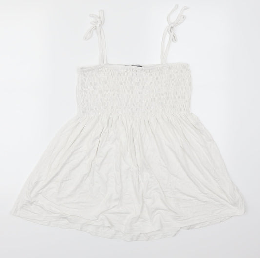 Womens UK Size 12 Boohoo White Basic Tank