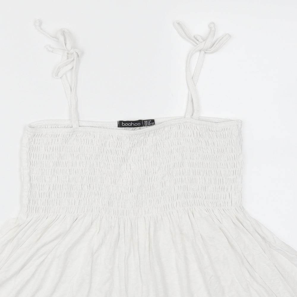 Womens UK Size 12 Boohoo White Basic Tank