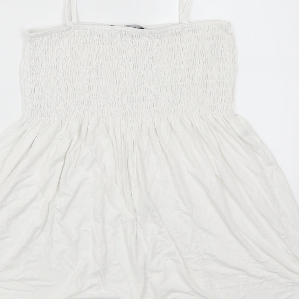 Womens UK Size 12 Boohoo White Basic Tank