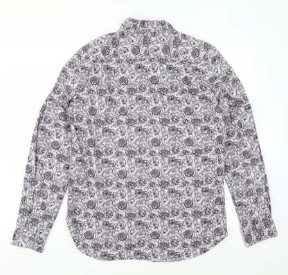 Mens UK Size L Denim & Flower Purple  Button-Up Long Sleeve Casual Shirt