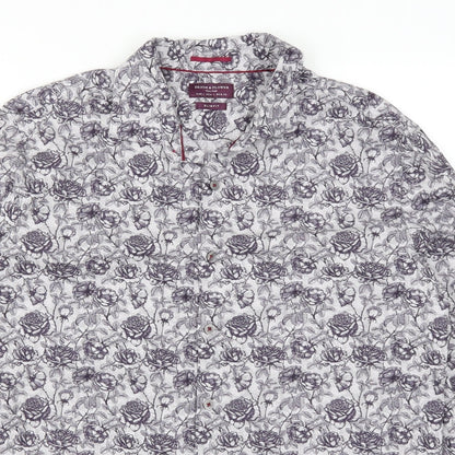 Mens UK Size L Denim & Flower Purple  Button-Up Long Sleeve Casual Shirt
