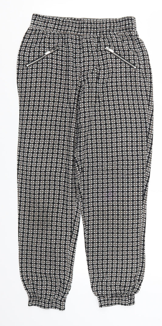 F&F Womens Grey Geometric  Trousers  Size 8 L26 in