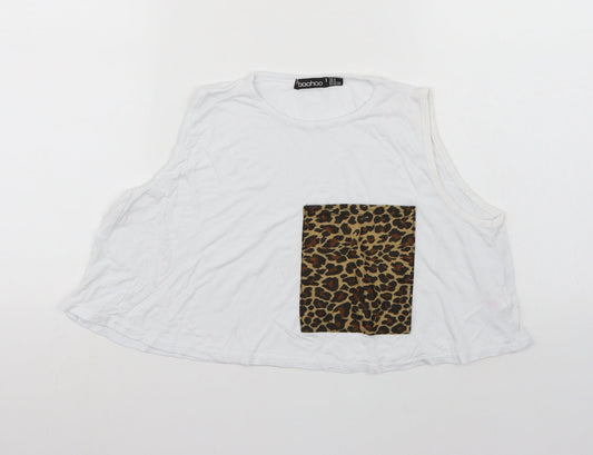 Womens UK Size 8 Boohoo White Cropped Tank