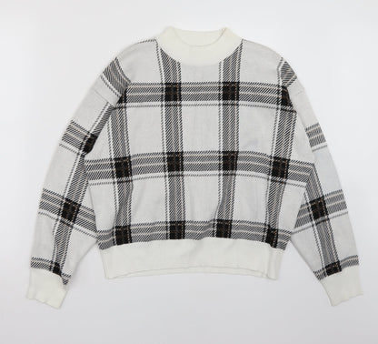 Newlook Womens White Check  Pullover Jumper Size M