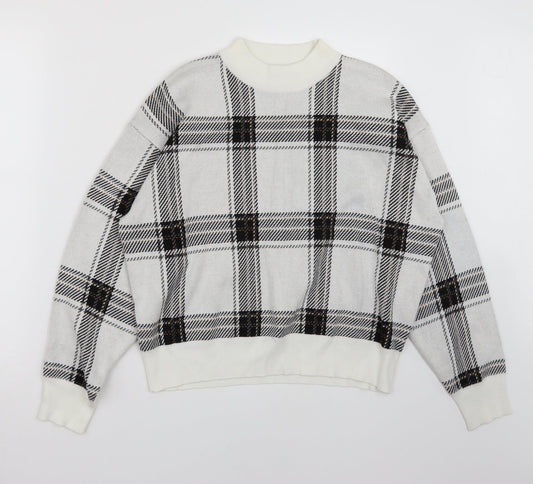 Newlook Womens White Check  Pullover Jumper Size M