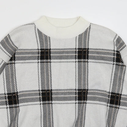 Newlook Womens White Check  Pullover Jumper Size M