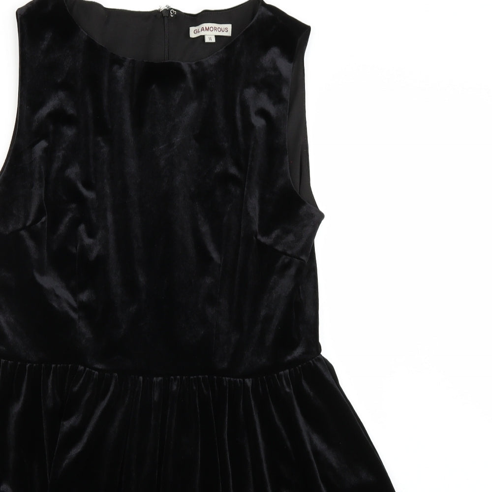 Glamorous Womens Black  Rayon A-Line  Size 14