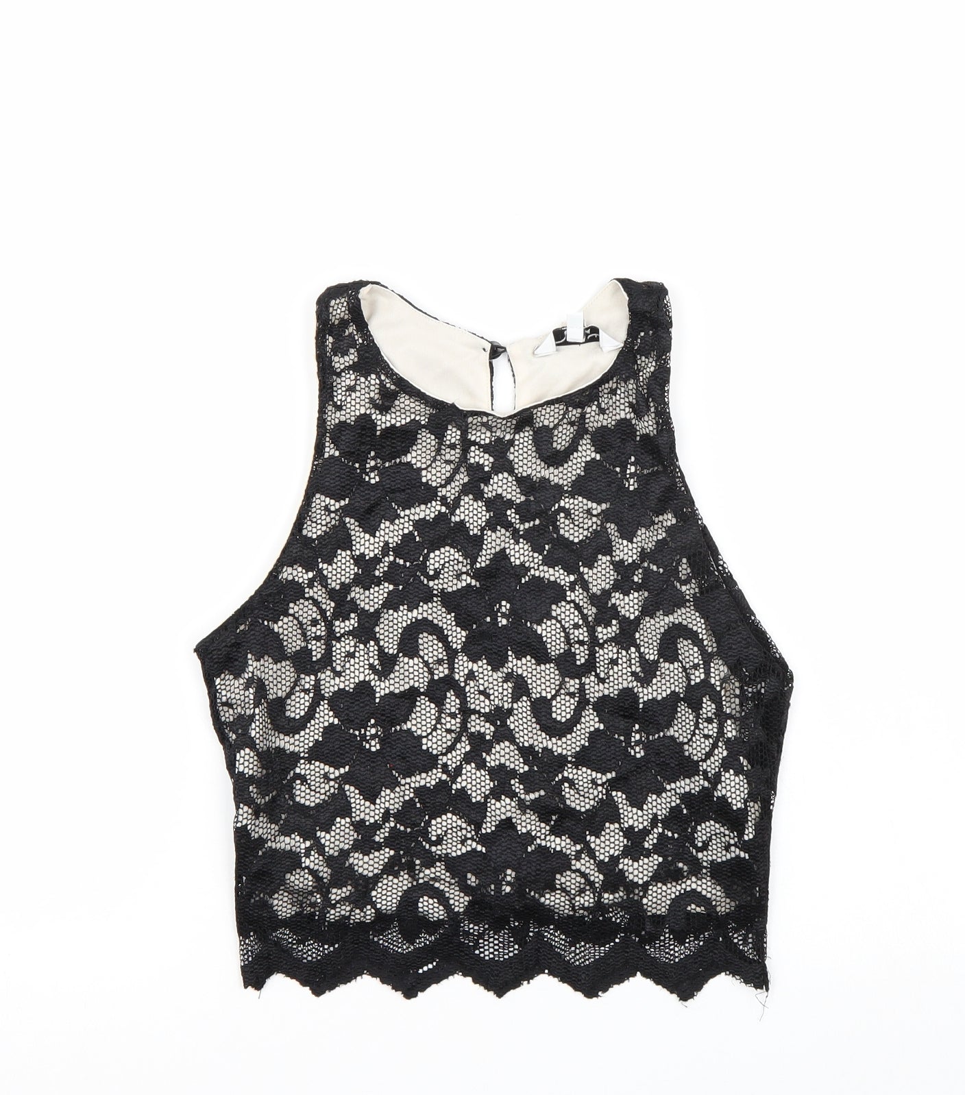 Womens UK Size 8 Newlook Black Cropped Tank