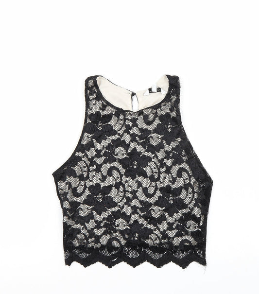 Womens UK Size 8 Newlook Black Cropped Tank