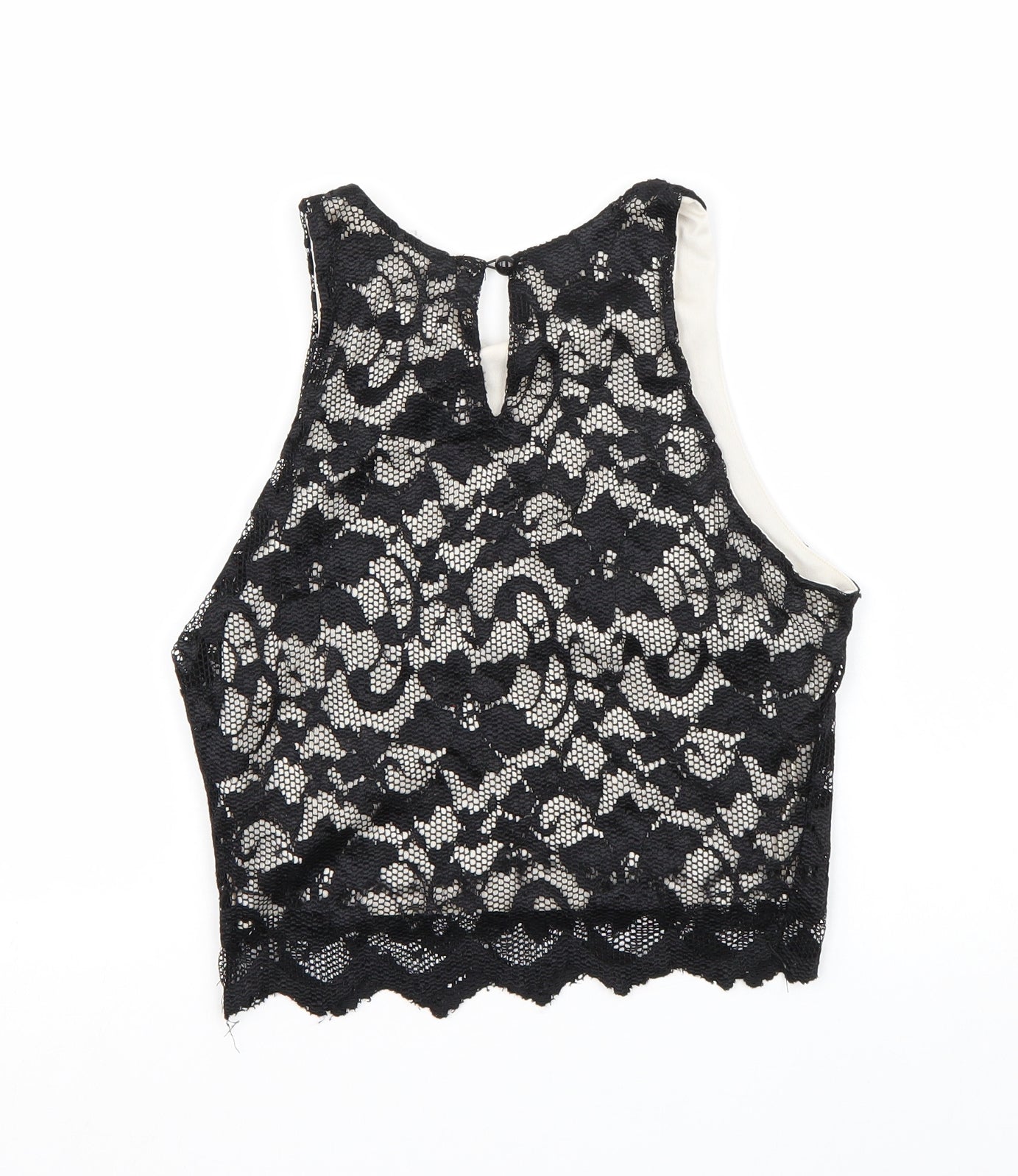 Womens UK Size 8 Newlook Black Cropped Tank