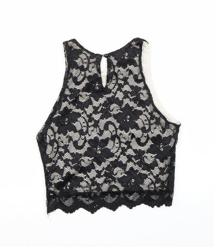 Womens UK Size 8 Newlook Black Cropped Tank