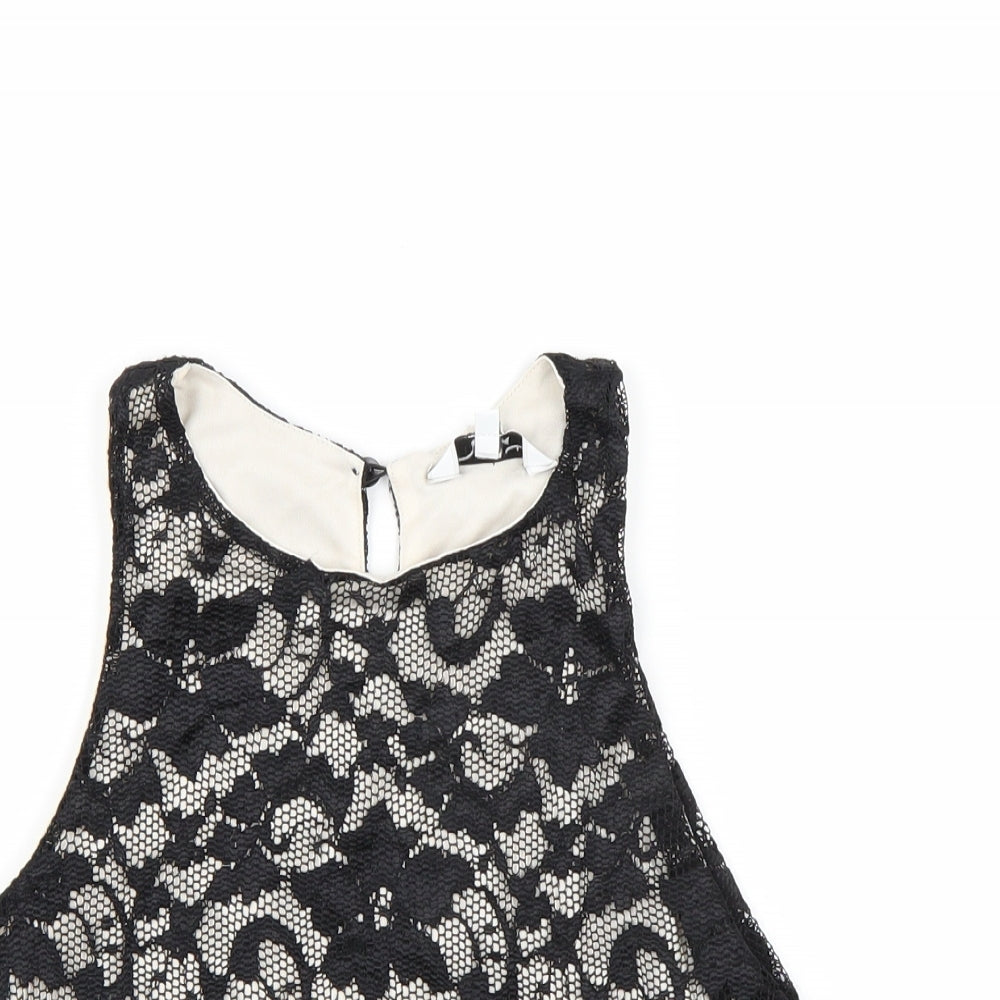 Womens UK Size 8 Newlook Black Cropped Tank