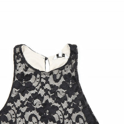 Womens UK Size 8 Newlook Black Cropped Tank