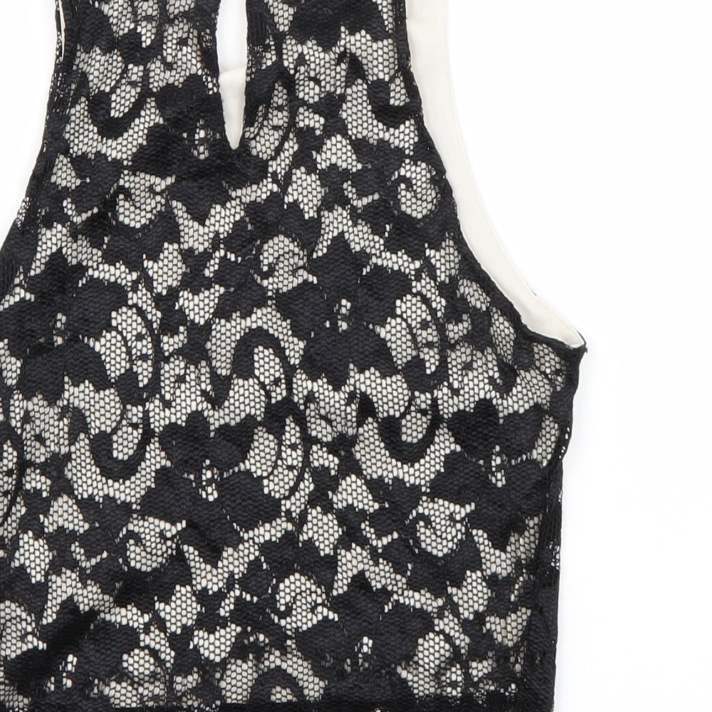 Womens UK Size 8 Newlook Black Cropped Tank