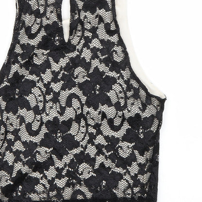 Womens UK Size 8 Newlook Black Cropped Tank