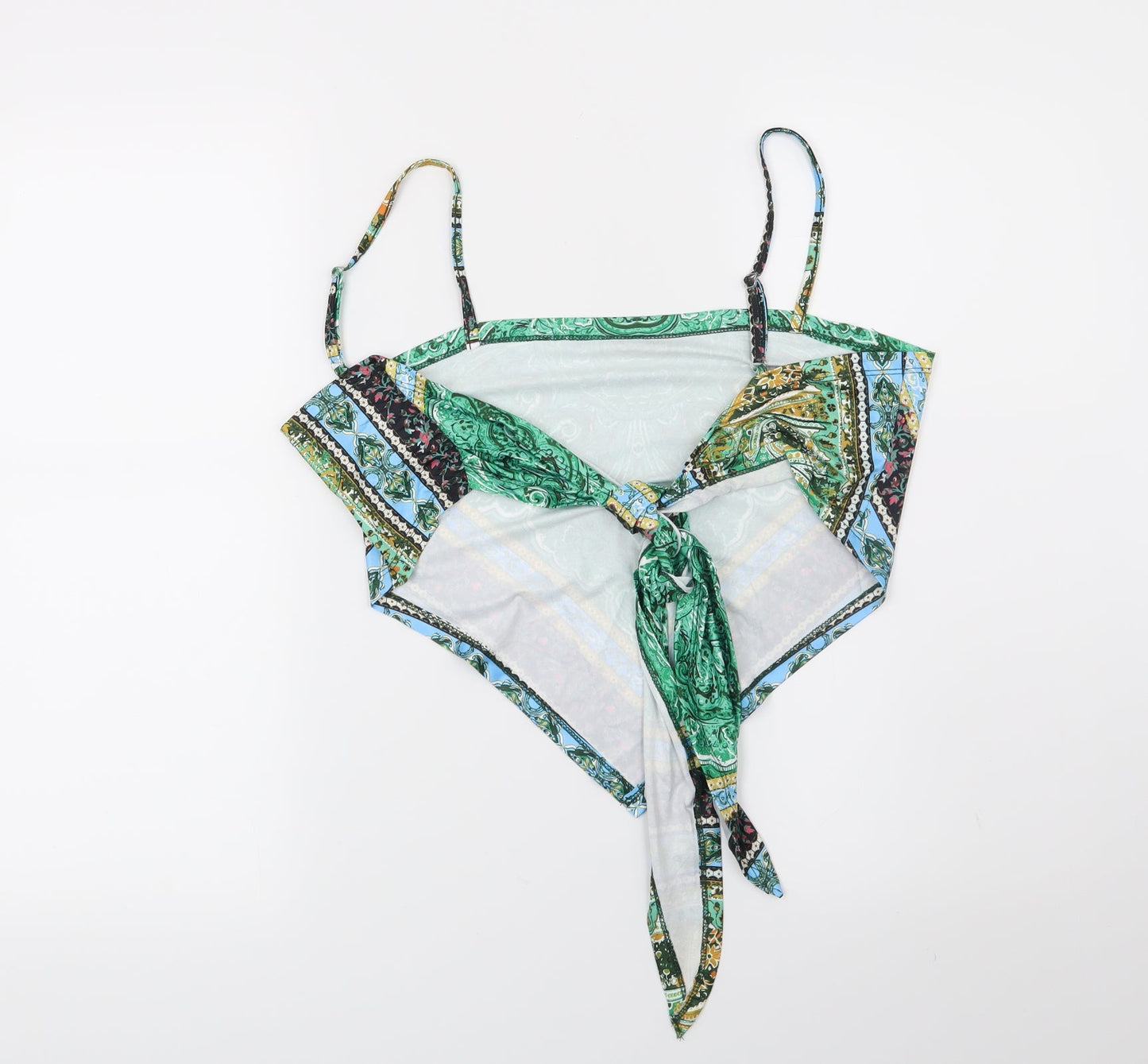 SheIn Womens Green Paisley  Cropped Blouse Size L