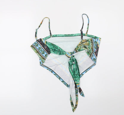 SheIn Womens Green Paisley  Cropped Blouse Size L