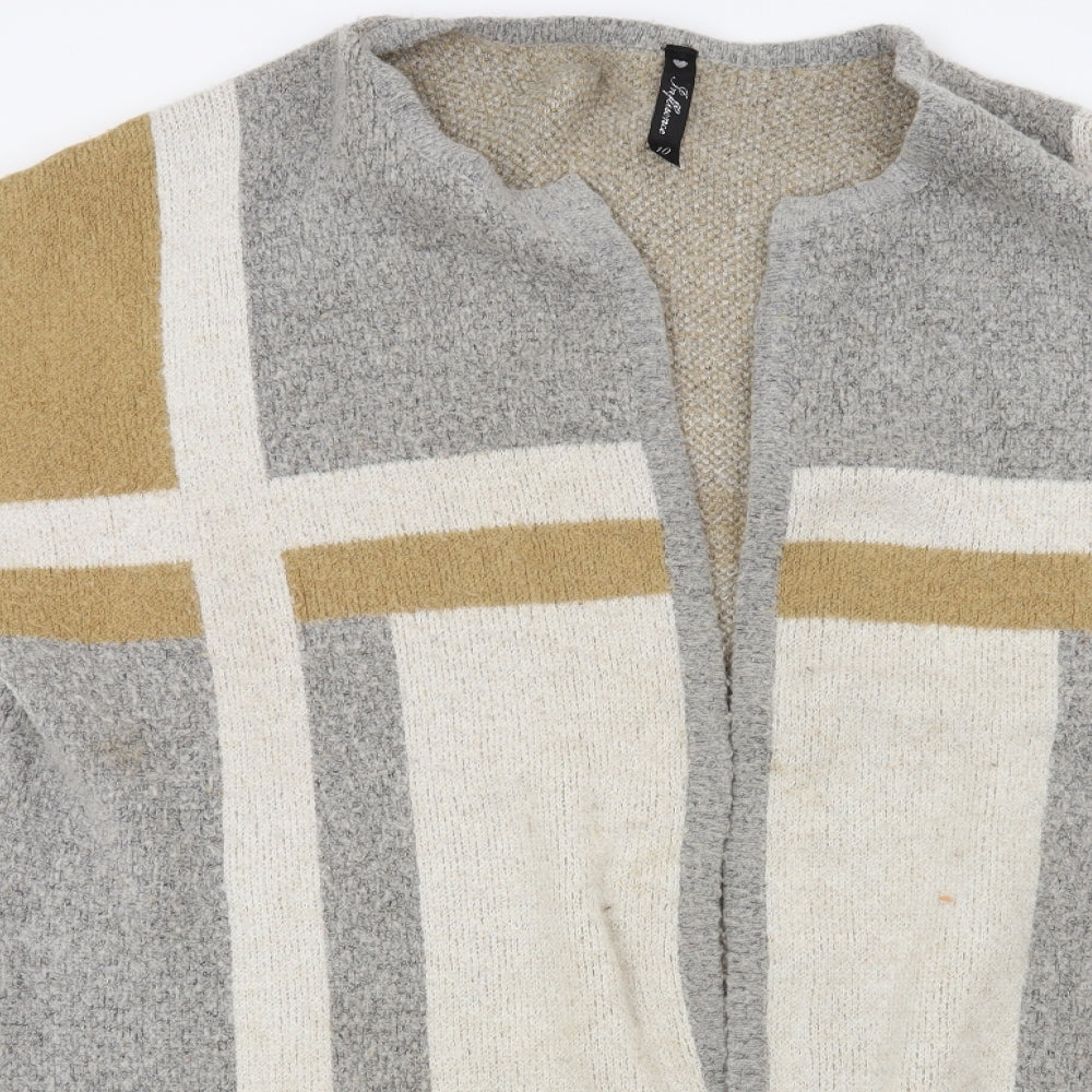 Influence Womens Grey Striped  Cardigan Jumper Size 10