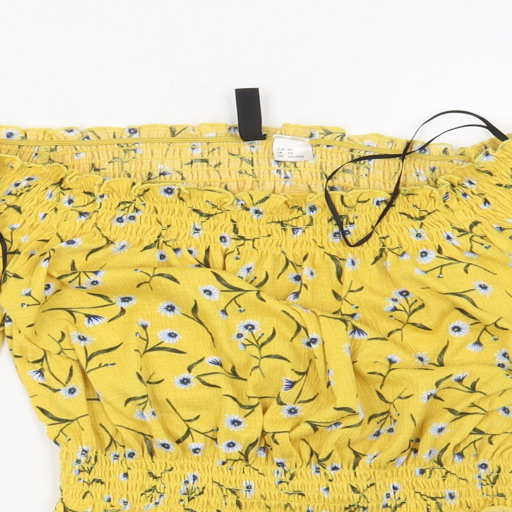 Womens UK Size XS H&M Yellow Basic Blouse