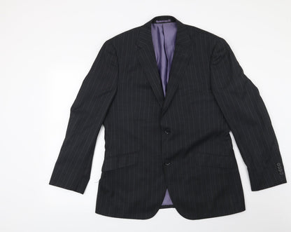 George Mens Blue Striped  Jacket Suit Jacket Size 40