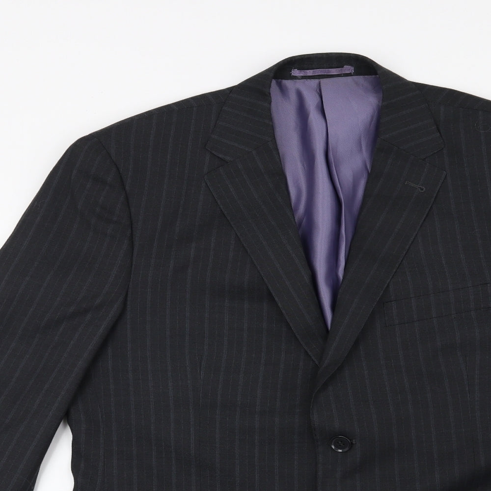 George Mens Blue Striped  Jacket Suit Jacket Size 40